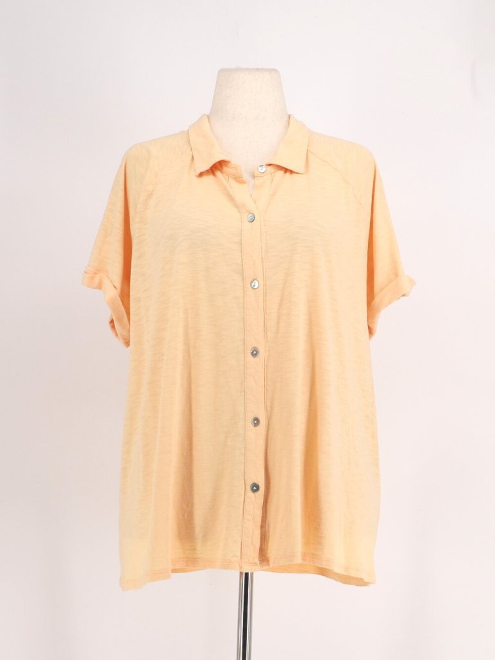 J. JILL Short Sleeve Button Down Knit Shirt in Orange Sorbet Size 2X